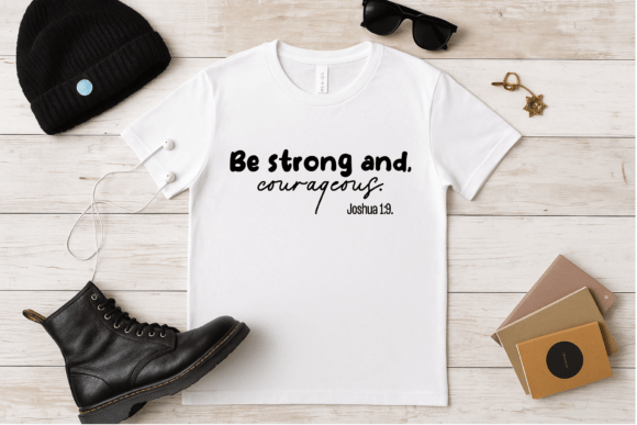 Be Strong and Courageous, Bible Verse Graphics for T-Shirt Designs