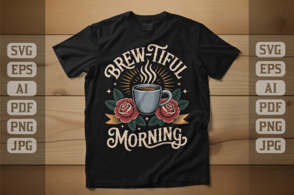 Brew-tiful Morning Coffee T-Shirt Graphics for Designers