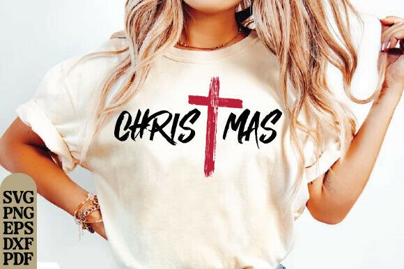 Christmas Cross Christmas Sublimation Graphics for T-Shirt Designs
