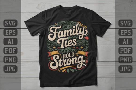 Family Ties Hold Strong T-shirt Design Graphics for Publishing