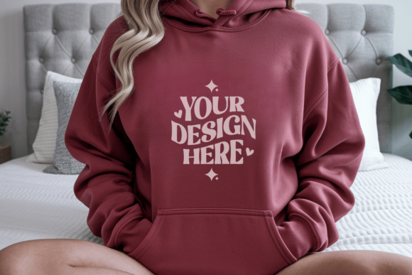Gildan 18500 Red Hoodie Mockup for Graphics and Product Mockups