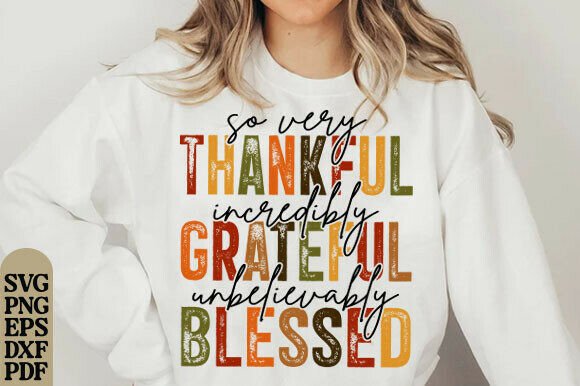 Grateful Thankful Blessed Png, Autumn Graphics for T-Shirt Designs