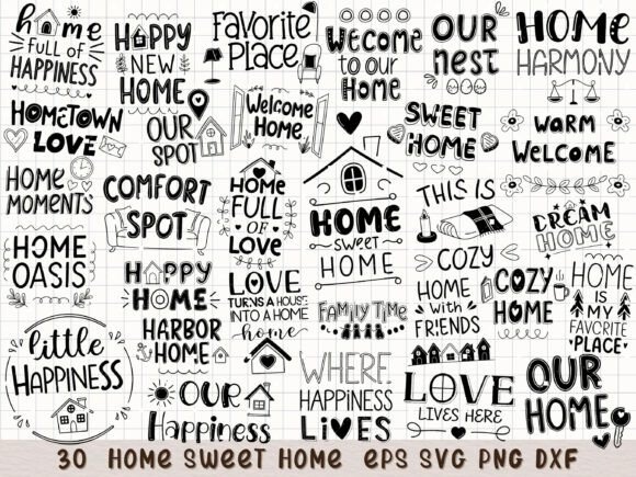 Home Sweet Home Clipart Cozy Home Decor Graphics & Illustrations
