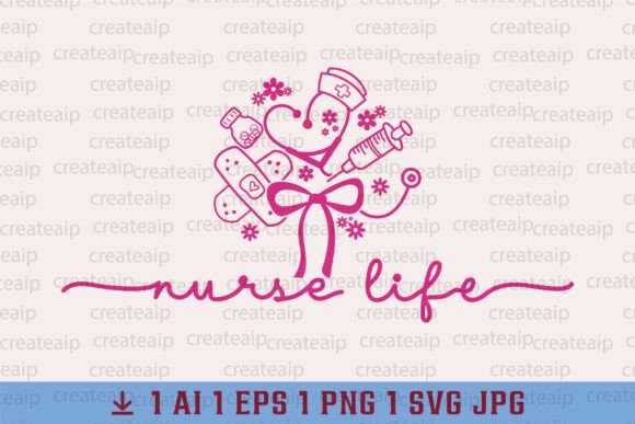 Icons Nursing Doodle Coquette Nurse Life Graphics for T-Shirt Designs