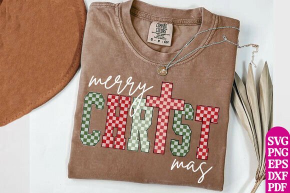 Merry Christmas Cross, Preppy Christmas Graphics for T-Shirt Designs