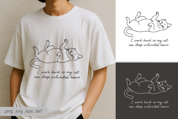Minimal Sleeping Cat – Chill Graphics for T-Shirt Designs
