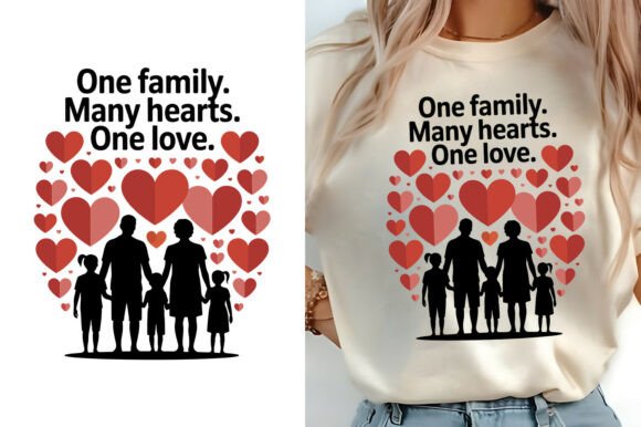 One Family Many Hearts One Love T-shirt Graphics for Designers