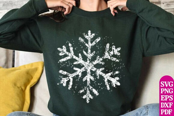 Snowflake Png Files, Grunge Christmas Graphics for T-Shirt Designs