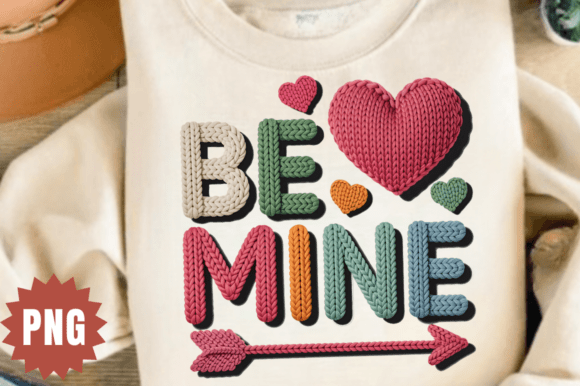 Valentines Day Be Mine Yarn PNG Design Graphics